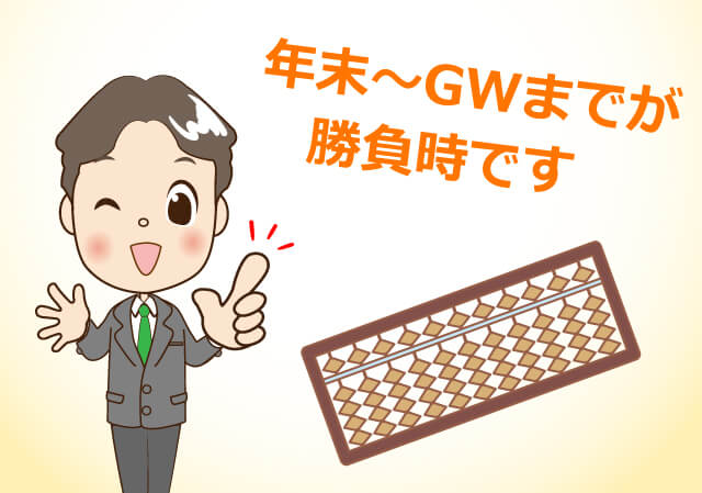 年末～GWまでが勝負時です